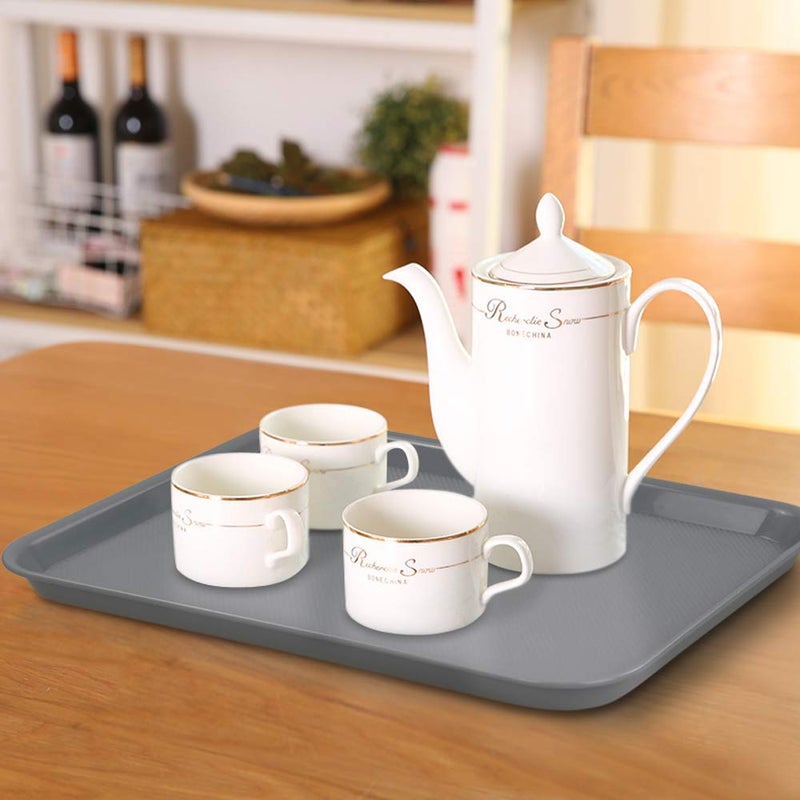 Begale Plastic Fast Food Serving Tray, Large Kitchen Dinner Tray, Set of 4, Grey - Image 5
